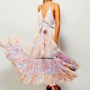 Free People Pages of Gold cutout ladder lace dress